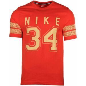 NEW Men's L NIKE Sportswear Heavyweight Football #34 Number Striped Sleeves Tee